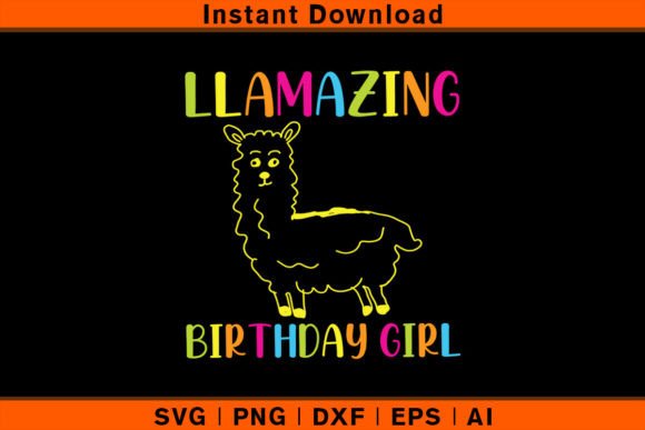 Girl Llama Birthday Graphics for T-Shirt Designs