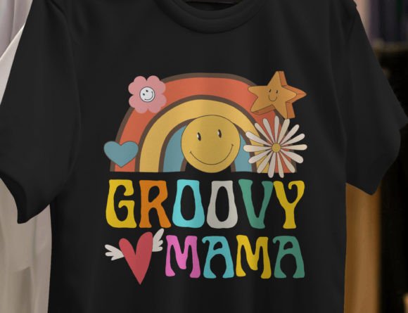 Groovy Rainbow Mama Birthday Png: Graphics & T-Shirt Designs