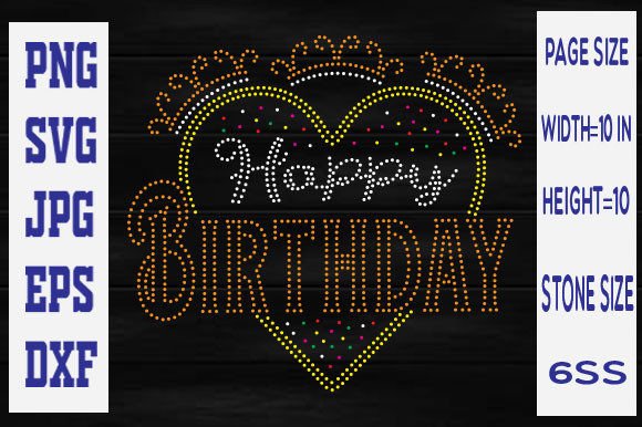 Happy Birthday Rhinestone Graphics for T-Shirt Designs & Craft Projects